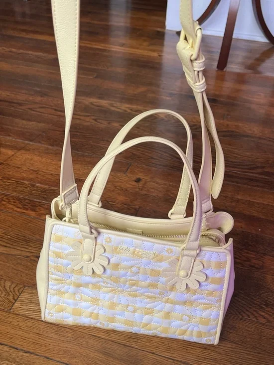 Betsey Johnson Yellow and White Daisy Checkered Handbag - Picture 4 of 5